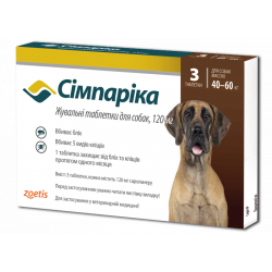 Simparica таблетки від бліх і кліщів для собак вагою 40-60кг.3шт
