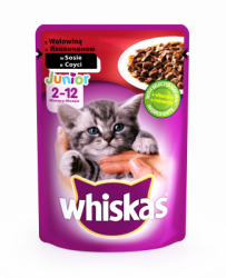  Whiskas вологий корм для кошенят з яловичиною в соусі 100г (від 10шт)