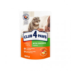 Клуб 4 лапы Premium пауч с курицей в соусе для кошек 100г(24шт) 
