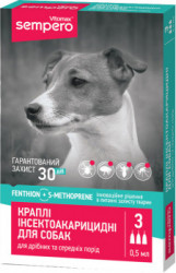  Капли протипаразитные "Sempero"VITOMAX для собак (весом 3-25 кг),( 0,5 мл-3шт)