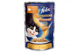 Влажный корм Felix Sensations с индейкой в соусе со вкусом бекона,85г(от 10шт в ассортименте)