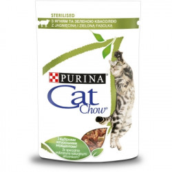 Влажный корм Cat Chow для стерилизованных кошек ягненок и зеленая фасоль в желе, 85 г(от 10шт)