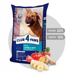 Клуб 4 Лапы Premium сухой корм гипоаллергенный  для собак(ягненок рис) 14кг