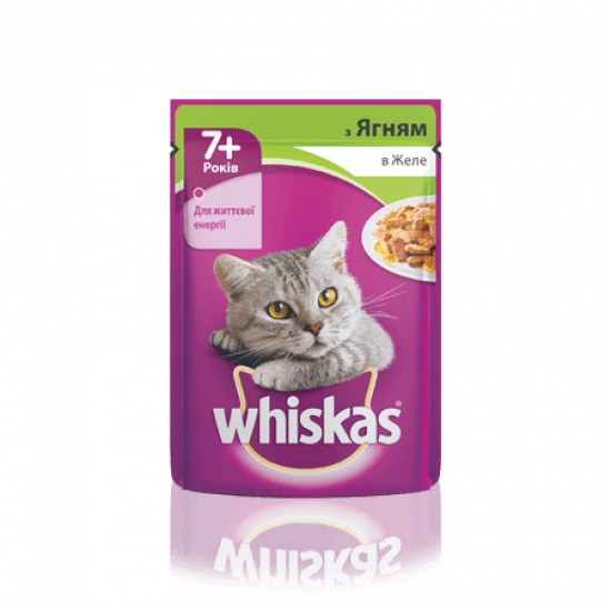 Whiskas влажный корм 7+ с ягненком  в желе 100г(от 10шт)