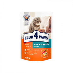 Клуб 4 лапы Premium пауч с макрелью в соусе для кошек 100г(24шт)