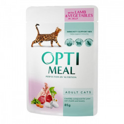  Optimeal (паучі) для кішок з ягням і овочами в желе 85г (12шт)