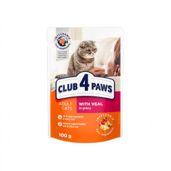 Клуб 4 лапы Premium пауч с телятиной в соусе для кошек 100г(24шт)