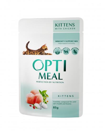 Optimeal(пауч) для котят, со вкусом курицы 85 г(12шт)