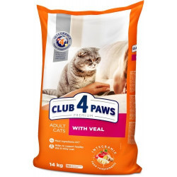 Клуб 4 лапи Premium сухий корм для котів, телятина, 14 кг