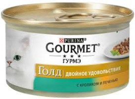 Корм Gourmet Gold Двойное удовольствие с кроликом и печенью 85г(от 10шт)