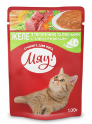 Няв паучи корм для котів желе телятина з овочами 100г (Від 10шт в асортименті)
