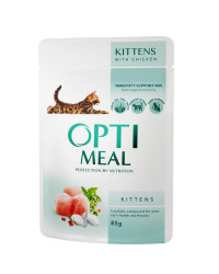  Optimeal (паучі) для кошенят, зі смаком курки 85 г (12шт)