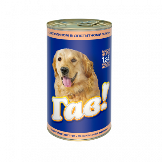 ГАВ Консерва для собак с кроликом в аппетитном соусе 1,24 кг