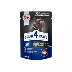  Клуб 4 лапи Premium Selection Шматочки з качкою та індичкою в соусі для дорослих собак малих порід 85г (24шт)